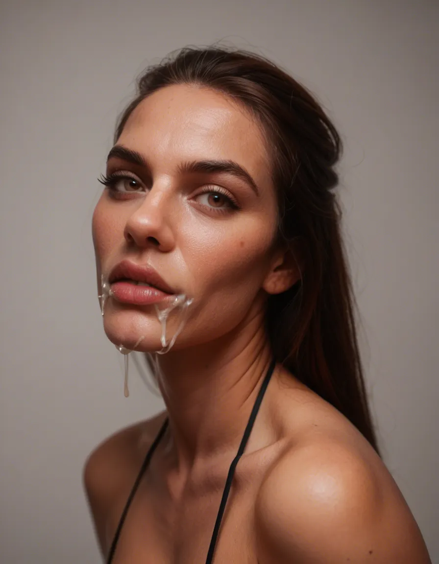 Cum in ads cheeks wearing thong aside, score_9, score_8, candid photo, realistic skin texture, visible skin pores, film grain, depth of field