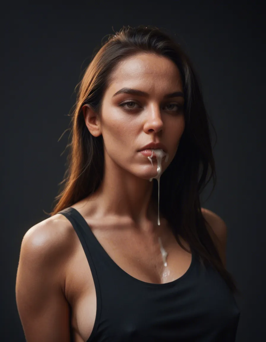 Alien with enormous long dick,space women, shirt, sideboob,nipple visible, alien fuck in woman mouth,big load of cum, score_9, score_8, candid photo, realistic skin texture, visible skin pores, film grain, depth of field