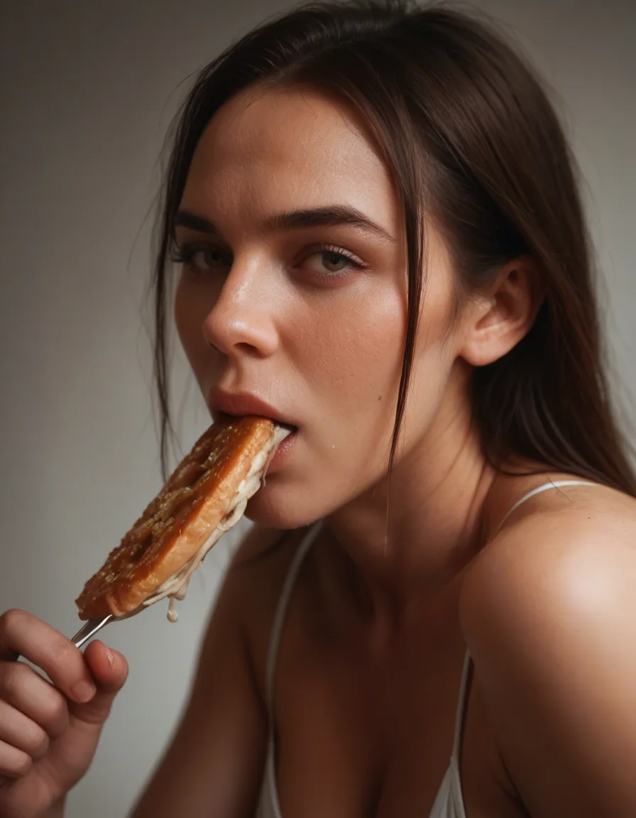 Anime girl getting milked and fucked to make food, score_9, score_8, candid photo, realistic skin texture, visible skin pores, film grain, depth of field