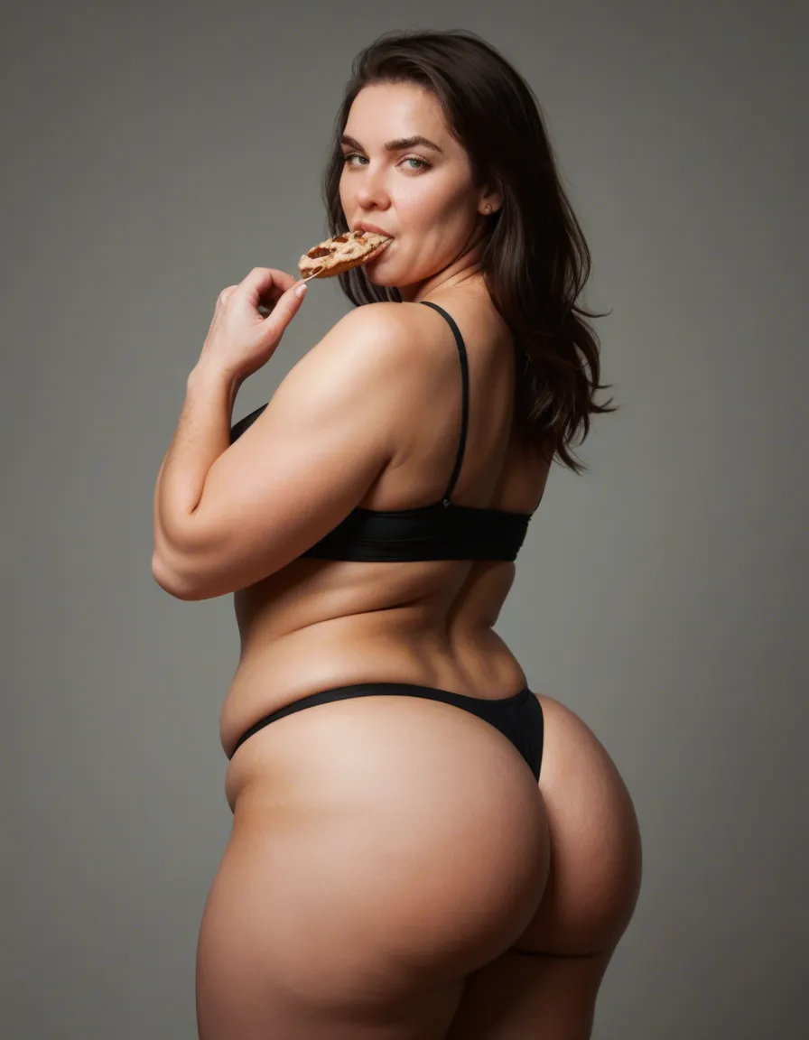 Bbw mature_female eating bbw ebony ass ass_focus, score_9, score_8, candid photo, realistic skin texture, visible skin pores, film grain, depth of field
