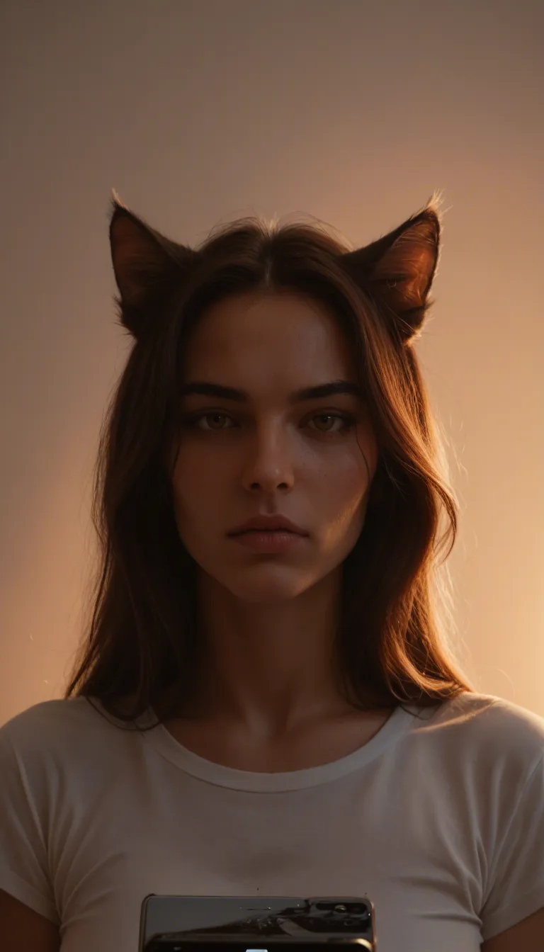 8k, sharp focus, detailed skin, catgirl, shirt, arching back, lifelike render