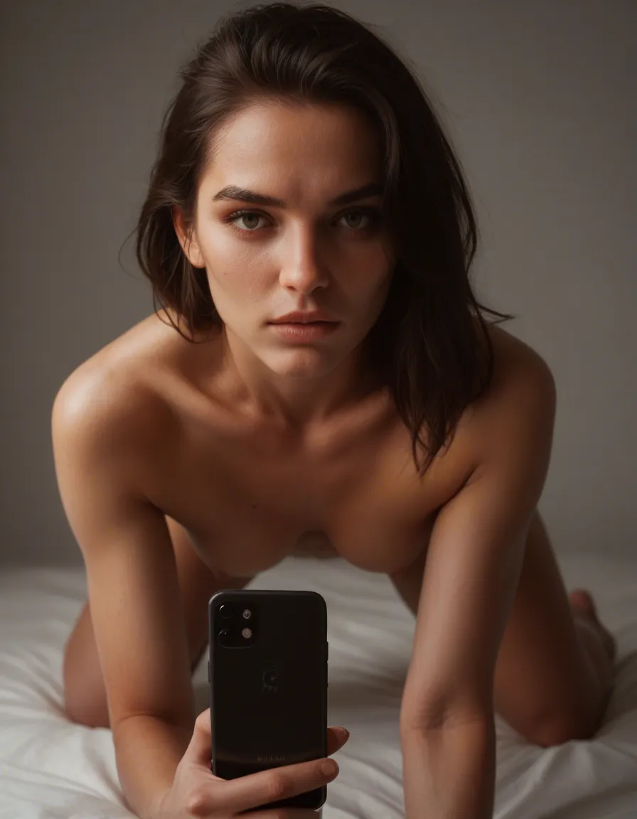 sharp focus, 8k uhd, solo, on all fours, collarbone, transparent background, film photography, score_9, score_8, amateur photo, phone snapshot, realistic skin texture, skin blemishes, soft indoor lighting