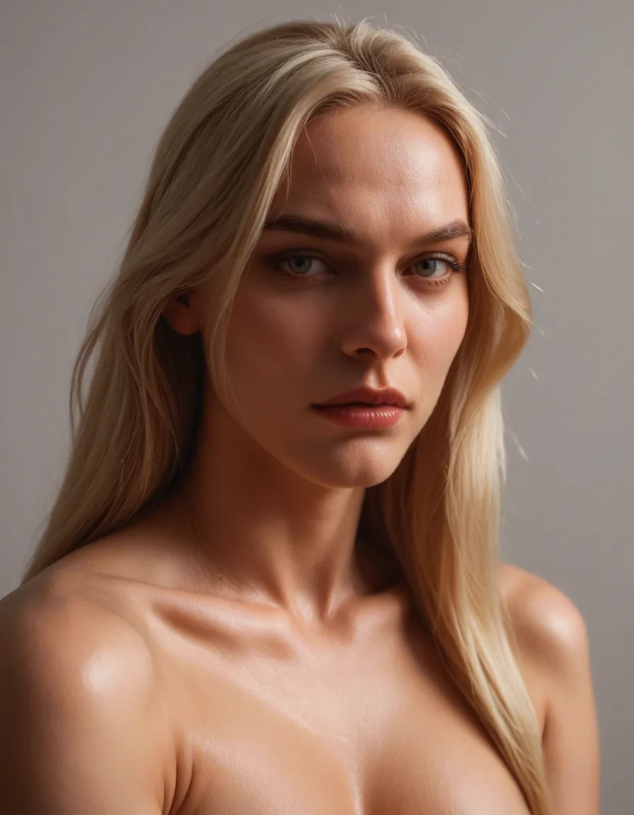 RAW photo, ultra realistic, Russian blonde bombshell, fully nude, transparent background, sexually_suggestive, arousing a man, score_9, score_8, candid photo, realistic skin texture, visible skin pores, film grain, depth of field