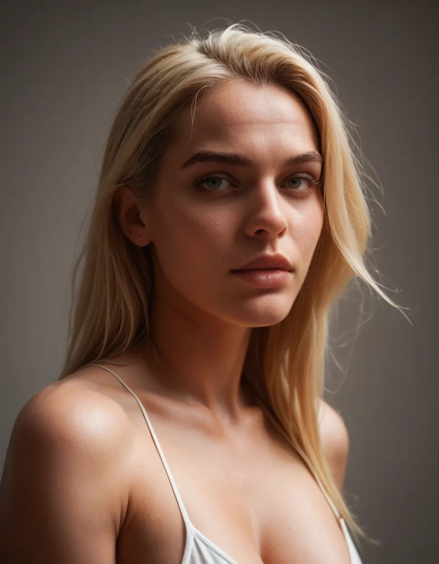 8k, sharp focus, detailed skin, solo female, Partygirl, 45 years, blonde, likes to fuck, plays with her fit body,, score_9, score_8, candid photo, realistic skin texture, visible skin pores, film grain, depth of field