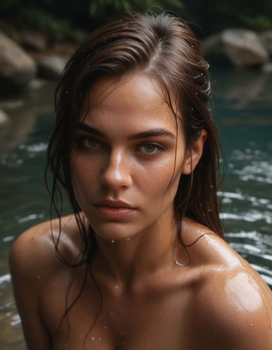 sexy brunette getting fingered, wet, score_9, score_8, candid photo, realistic skin texture, visible skin pores, film grain, depth of field