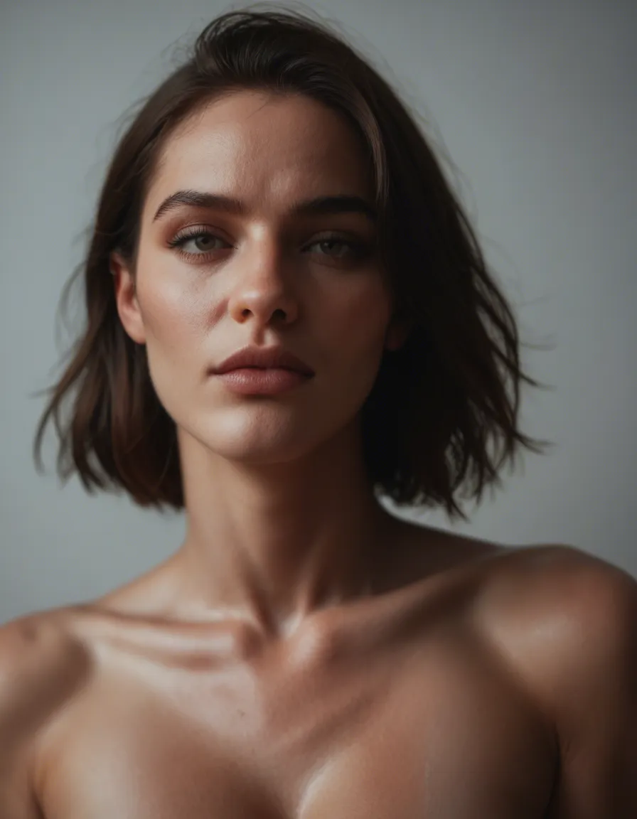 Shemale, score_9, score_8, candid photo, realistic skin texture, visible skin pores, film grain, depth of field