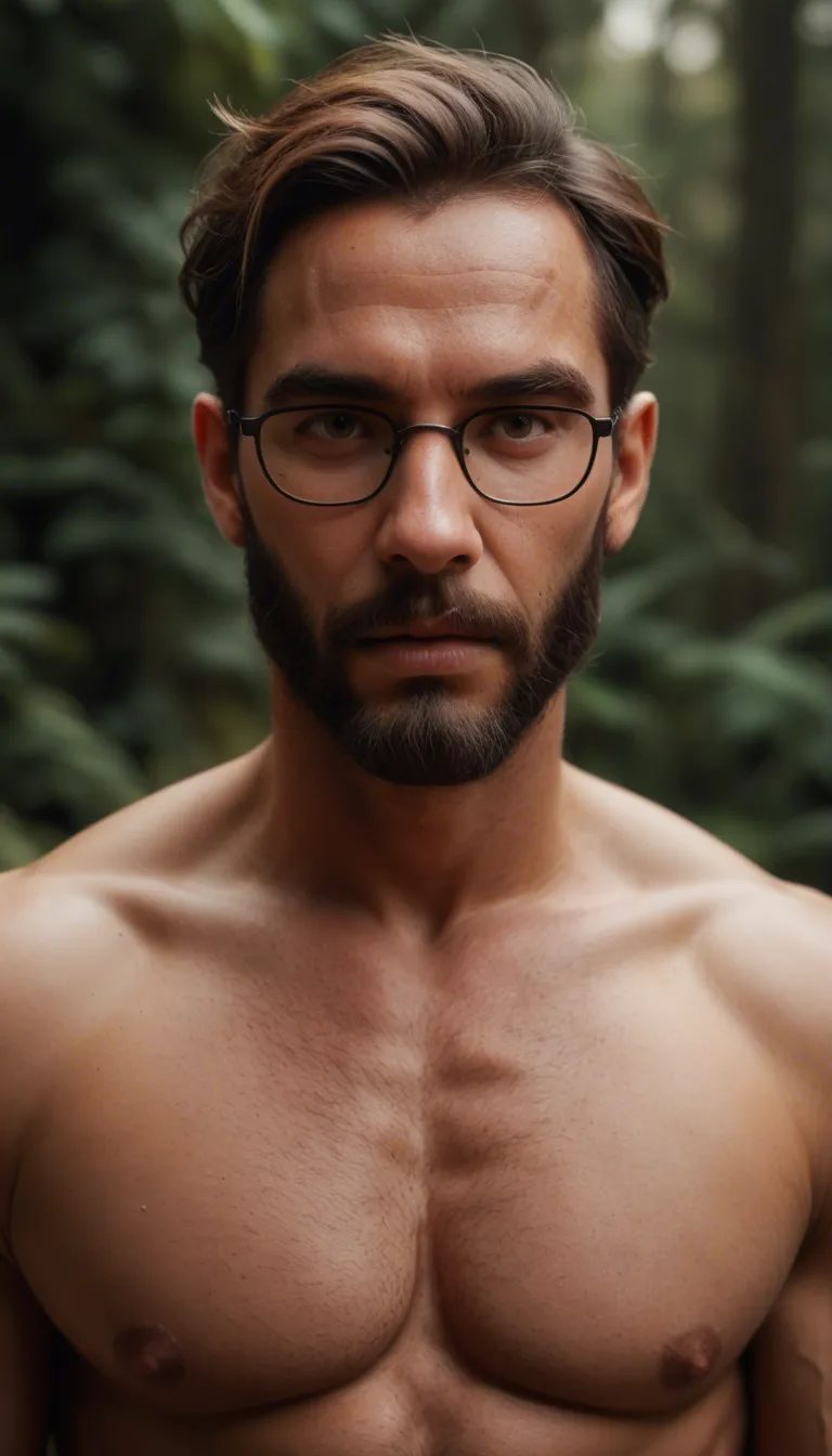 A thin middle-aged fully naked man with a slight gut, medium length length unkept hair, dark brown long beard, wearing glasses fucks a  small  tiny short woman with sound of her moaning