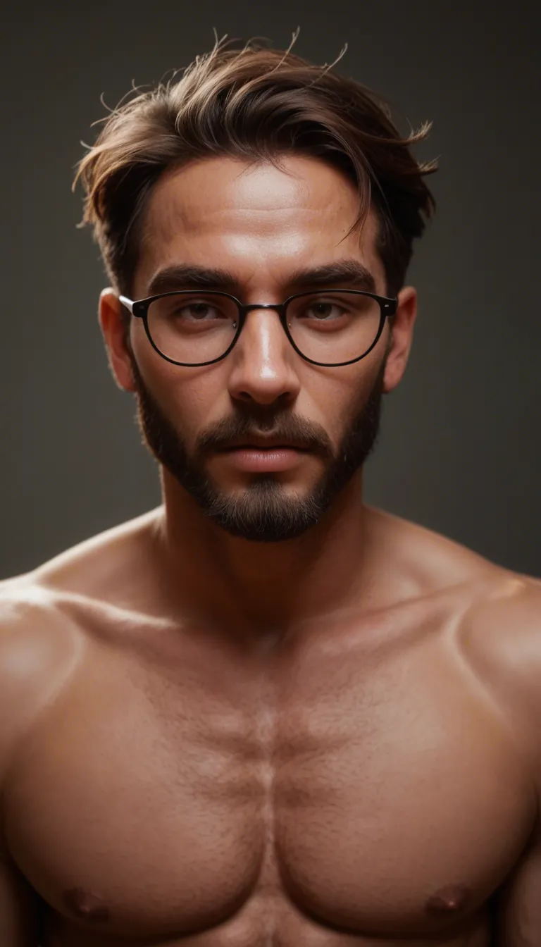 A thin middle-aged fully naked man with a slight gut, medium length length unkept hair, long dark brown beard, wearing glasses fucks a  small  tiny short woman standing doggystyle,  with sound of her moaning