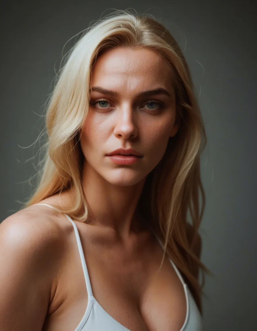 sloppy toppy, UHD, blonde_hair, score_9, score_8, candid photo, realistic skin texture, visible skin pores, film grain, depth of field