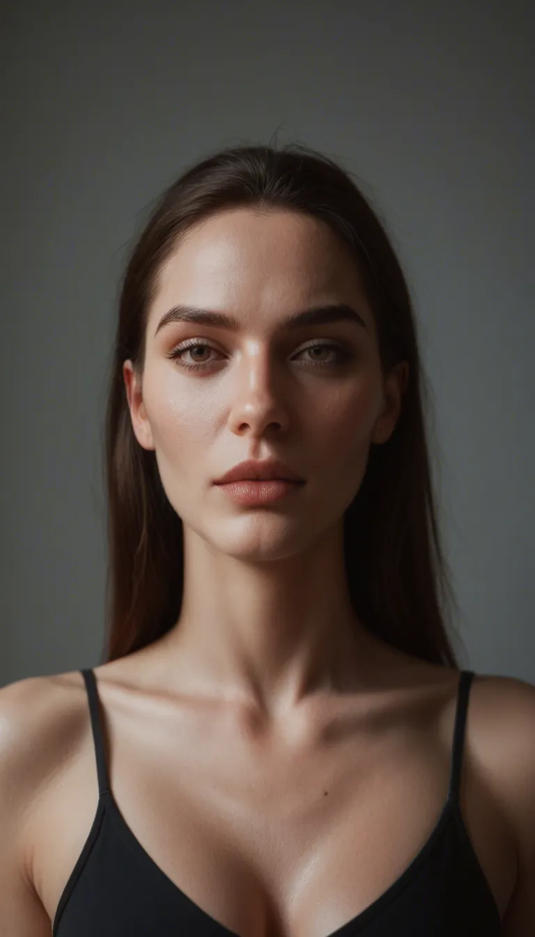 Ultra-HD 8K resolution, high-fashion editorial style. A striking woman with a slender frame and a generous, full bust, posing naturally under a high-pressure rainfall showerhead in a bright, white marble bathroom. High-key, diffused studio lighting creating a luminous, glowing effect on her pale skin. Water is crystal clear, creating high specular highlights and a "wet-look" satin finish on her skin. Smooth, gliding camera movement. The physics of the water are precise, showing clear streams and realistic splashing against her curves. Platinum blonde hair, soaked and heavy, contrasting against the clean white marble. Polished, high-end commercial aesthetic.