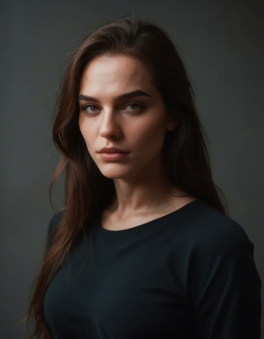 Realistic futanari, score_9, score_8, candid photo, realistic skin texture, visible skin pores, film grain, depth of field