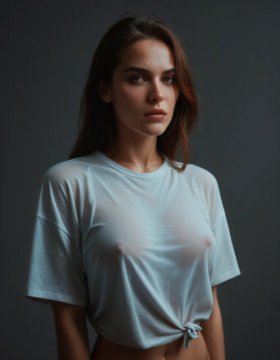 ghost naked_shirt paizuri penis, score_9, score_8, candid photo, realistic skin texture, visible skin pores, film grain, depth of field