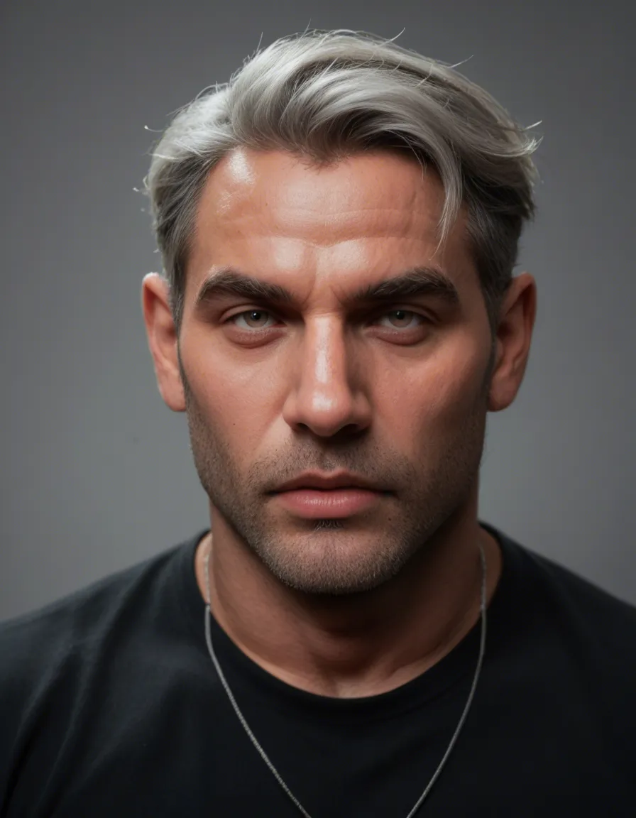 using creation 1, man should have gray hair and be chubby.  Show the thrusting action, score_9, score_8, candid photo, realistic skin texture, visible skin pores, film grain, depth of field