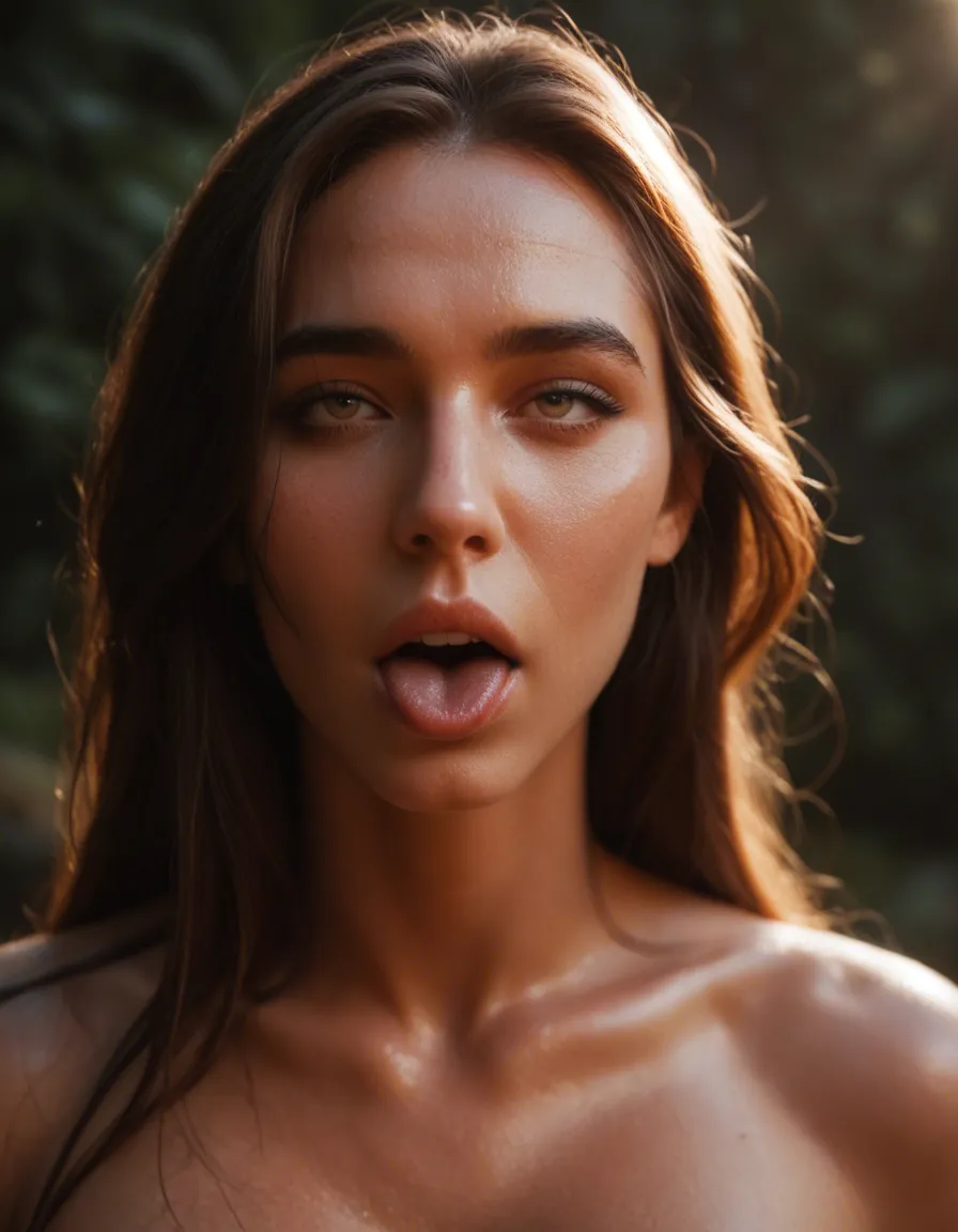 highly detailed, natural lighting, 1woman, shiny skin, heart, ahegao, rim light, 8k uhd photo, score_9, score_8, candid photo, realistic skin texture, visible skin pores, film grain, depth of field