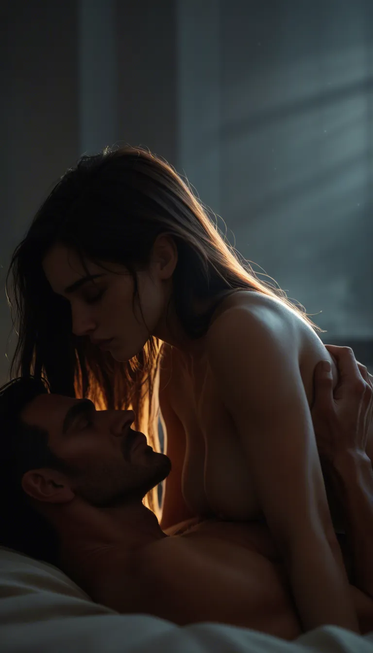 cinematic lighting, 8k, cowboy shot, couple, 69 position, blurry background, moonlight, widescreen frame, score_9, score_8, cinematic film still, anamorphic, film grain, dramatic lighting, shallow depth of field