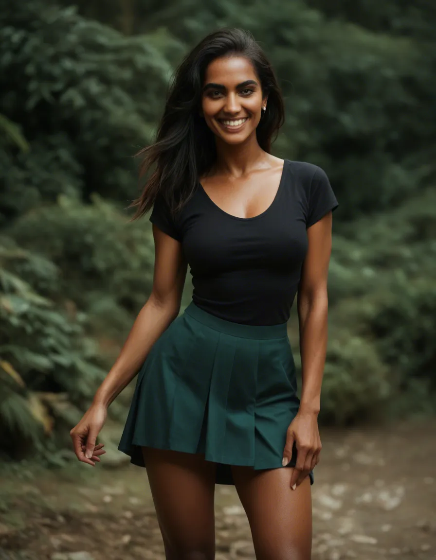 indian smile slender beauti 20s female upskirt, score_9, score_8, candid photo, realistic skin texture, visible skin pores, film grain, depth of field