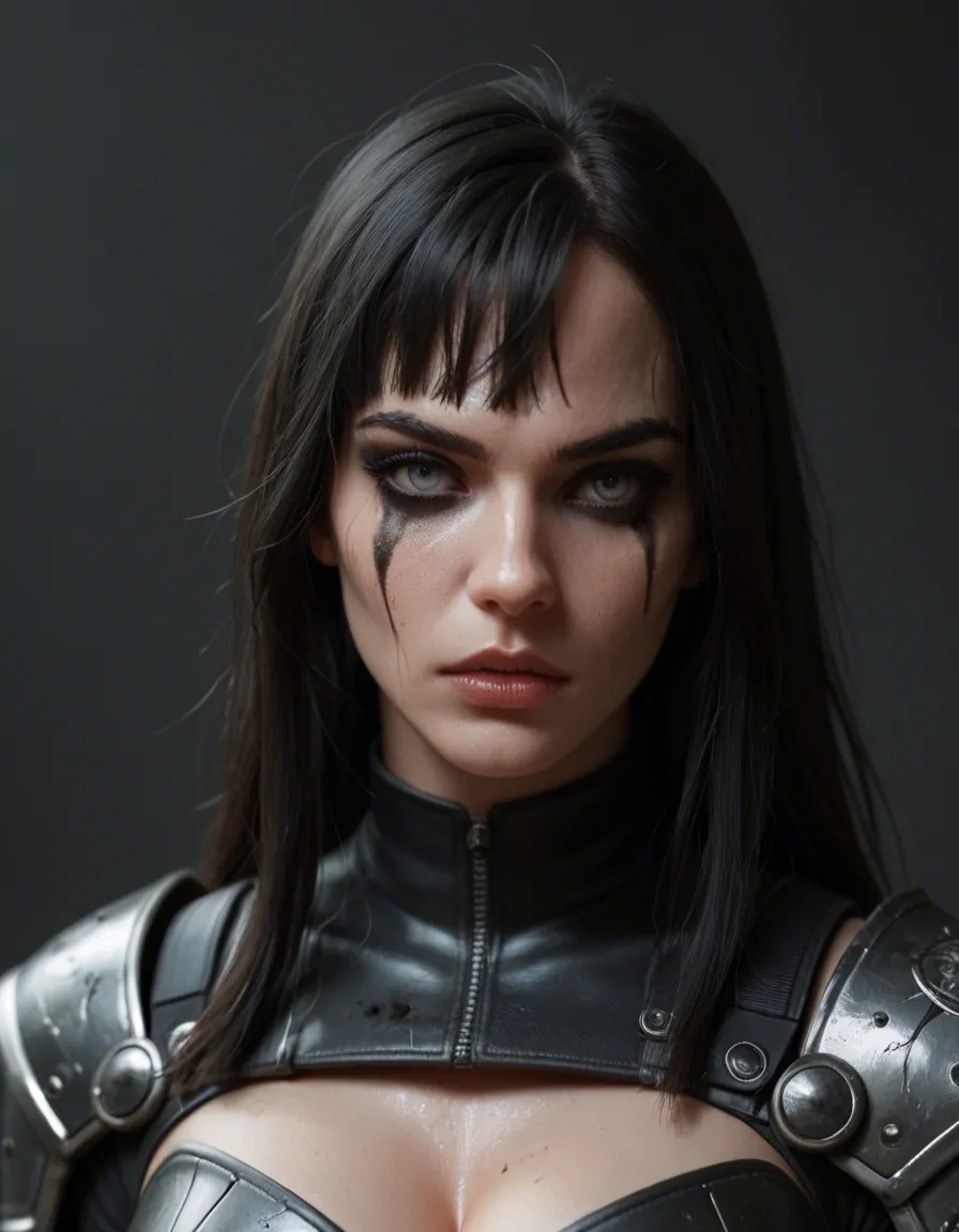 score_9, score_8_up, score_7_up, source_anime,rating_explicit BREAK Odo Ninja Lily Evendale,(1woman,mascara,eyeliner,dark grey eyes,black hair,messy long hair with bangs),(black leather armor,cleavage cutout,black gloves,black cape, black chaps,black thighhigh boots,black headwear),(black microbikini,areola slip,areolas visible,nipple bulge, black thong),cameltoe, (massive breasts, huge butt) BREAK (couple, hetero, 1woman, 1boy, kiss, masterpiece, best quality, mistletoe overhead, cozy bedroom background, muscular male), Odo Ninja Lily Evendale, score_9, score_8, candid photo, realistic skin texture, visible skin pores, film grain, depth of field