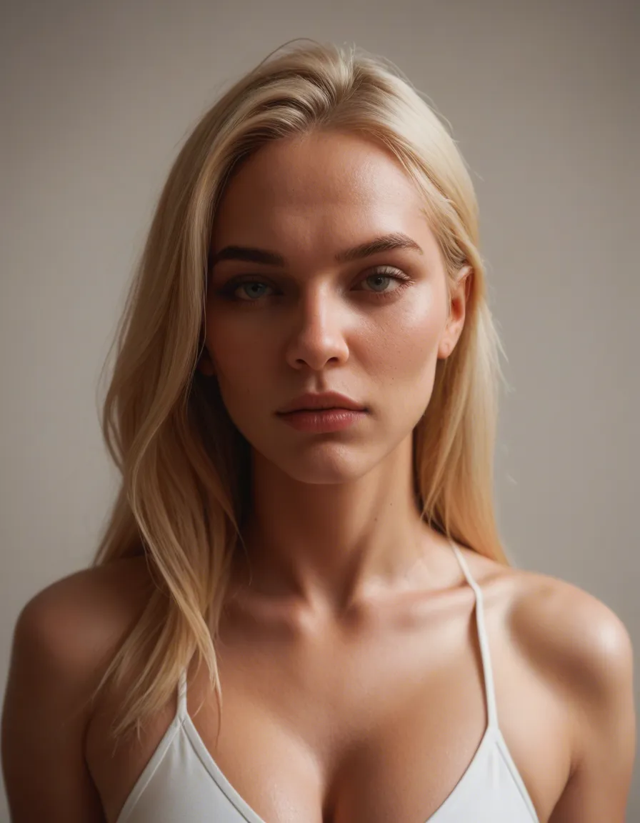 Blonde wife, score_9, score_8, candid photo, realistic skin texture, visible skin pores, film grain, depth of field