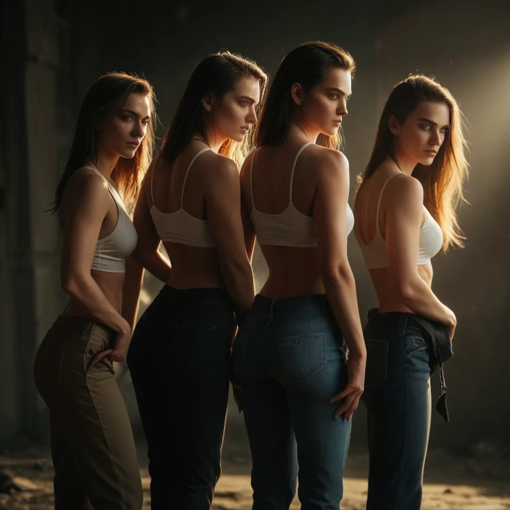 cinematic photo, 8k, 4girls, pants, undressing, backlit, photorealistic