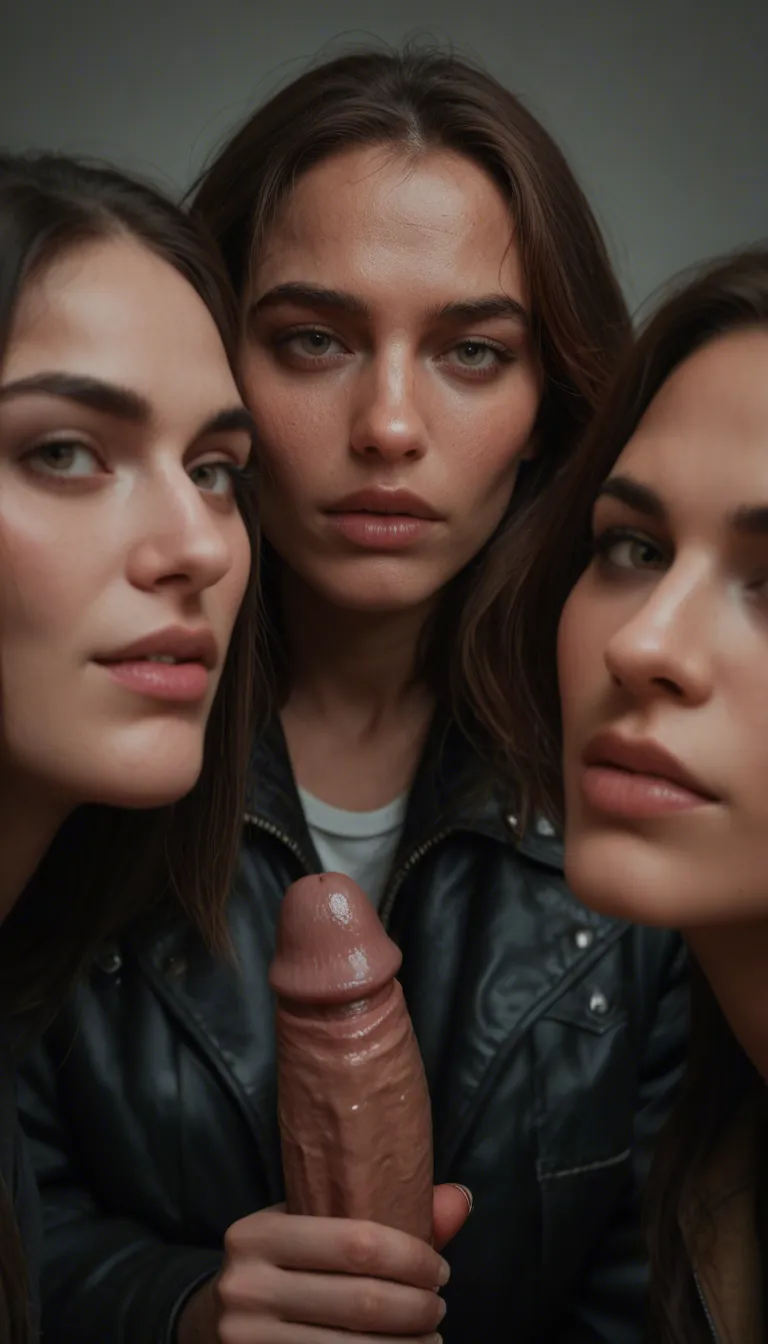 8k, sharp focus, detailed skin, 3girls, jacket, masturbation, film photography