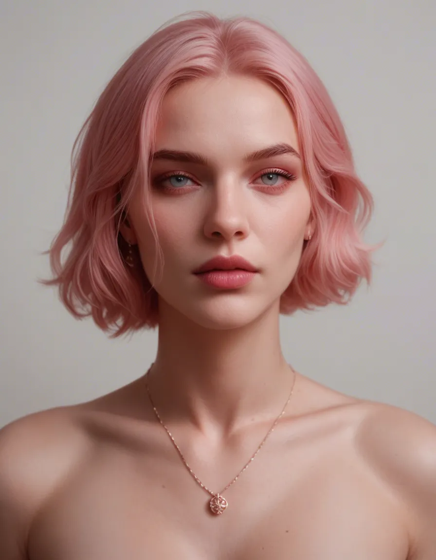 20-year-old woman, petite delicate frame, slim graceful feminine build, fine-boned proportions, pale pink iridescent skin with a soft opalescent sheen, subtle natural variation in the pink coloration, naturally deeper soft rose-pink lips and slightly deeper rose-lilac pigmentation in more highly pigmented areas of the body, extraordinary opalescent eyes blending sky blue and pink like an aurora or polished opal, delicate balanced facial features, soft oval face, gentle cheekbones, fine jawline, small straight nose, softly defined lips, rainbow-iridescent hair showing shifting pastel tones rather than ordinary dyed stripes, smooth luminous hair texture, ethereal but clearly adult appearance, refined delicate beauty.

she is masturbating on her bed, one hand on her breast the other by her pussy lips, score_9, score_8, candid photo, realistic skin texture, visible skin pores, film grain, depth of field
