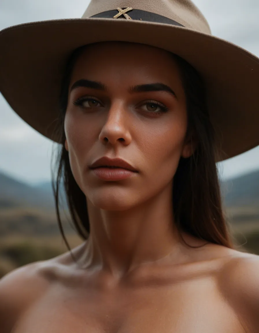 cinematic photo, 8k, male focus, curvy figure, hat, fully nude, extreme close-up, natural skin texture, score_9, score_8, candid photo, realistic skin texture, visible skin pores, film grain, depth of field