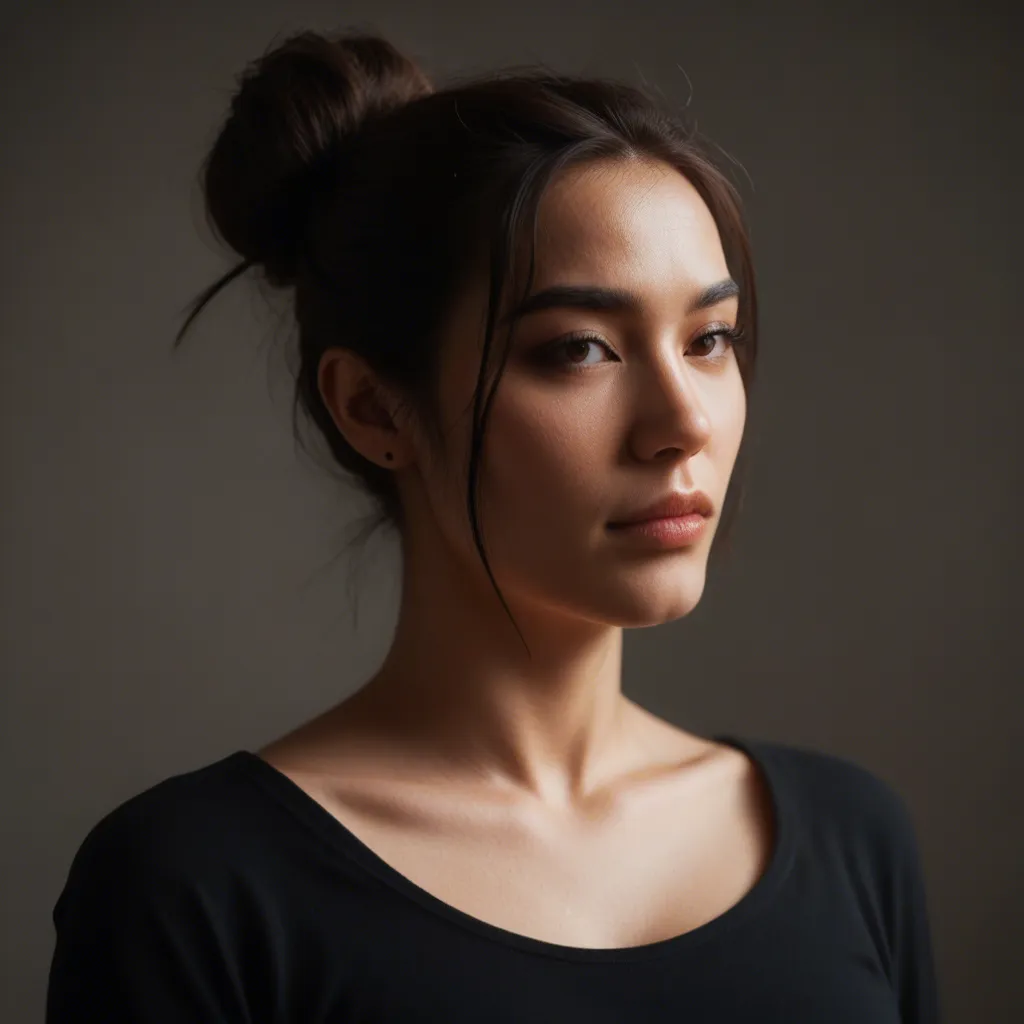 cinematic photo, 8k, witch, hair bun, asian,pantyhose, teasing, natural skin texture