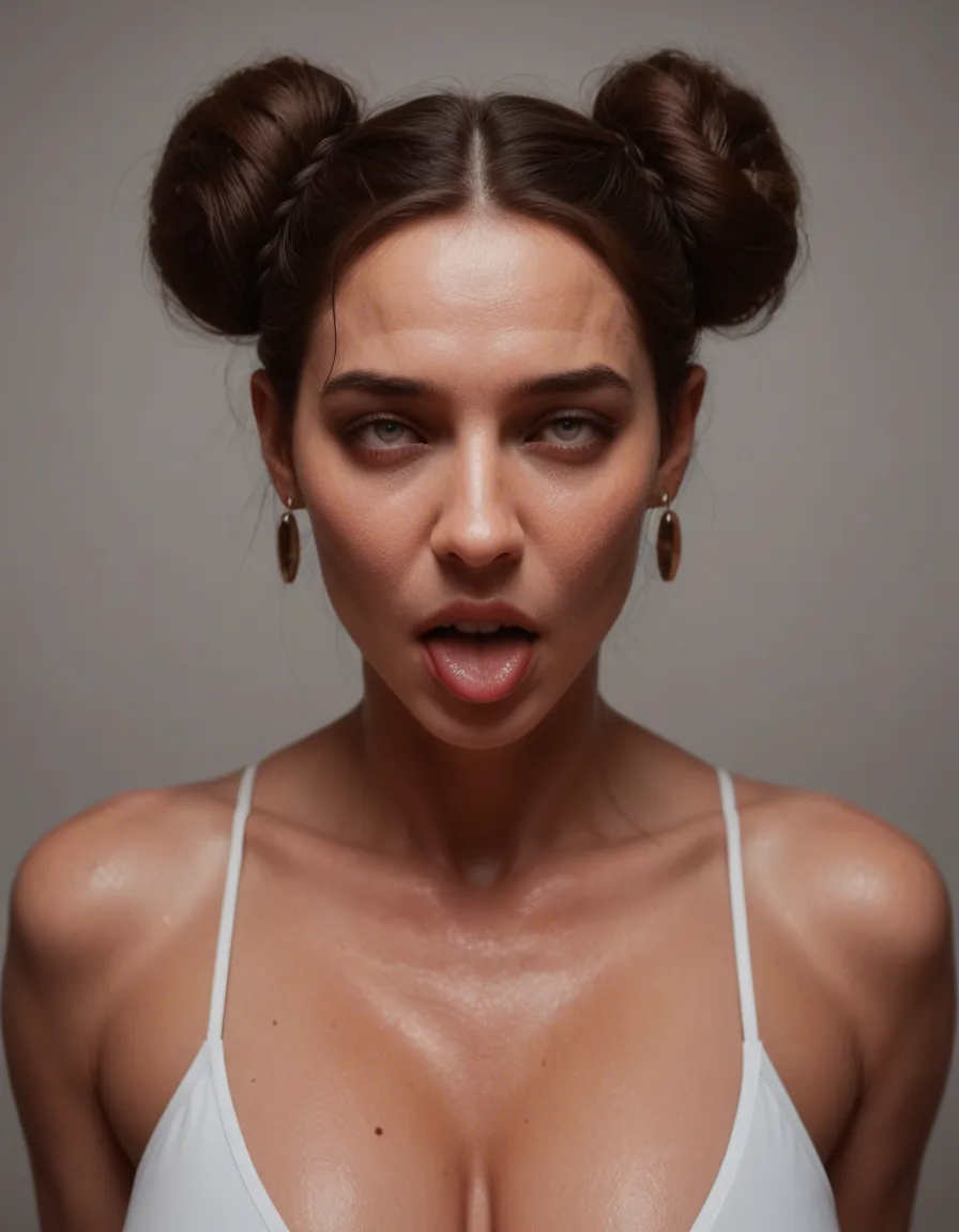 ultra HD, lifelike, milf, double bun, alternate costume, ahegao, lifelike render, score_9, score_8, candid photo, realistic skin texture, visible skin pores, film grain, depth of field