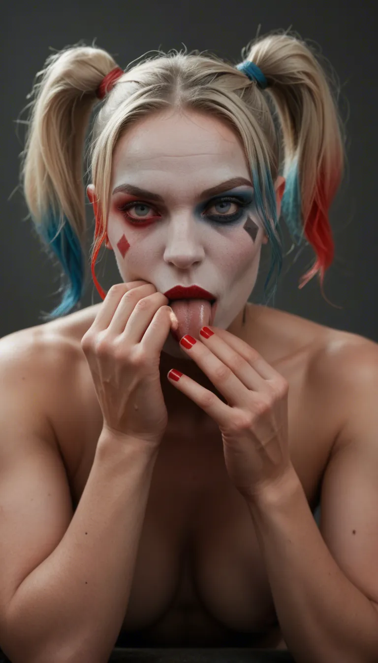 Harley Quinn sucking catwomans toes