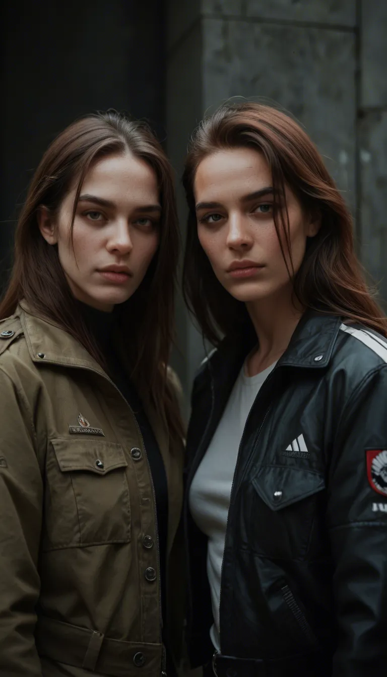 dslr, film grain, photorealistic, 2girls, jacket, cumshot, lifelike render