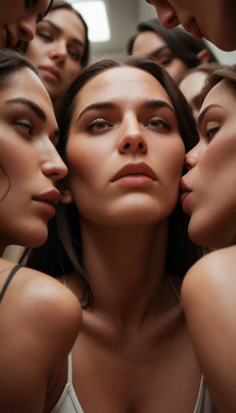 studio quality, sharp focus, low angle, 6+women, deepthroat, pointy ears, 8k uhd photo