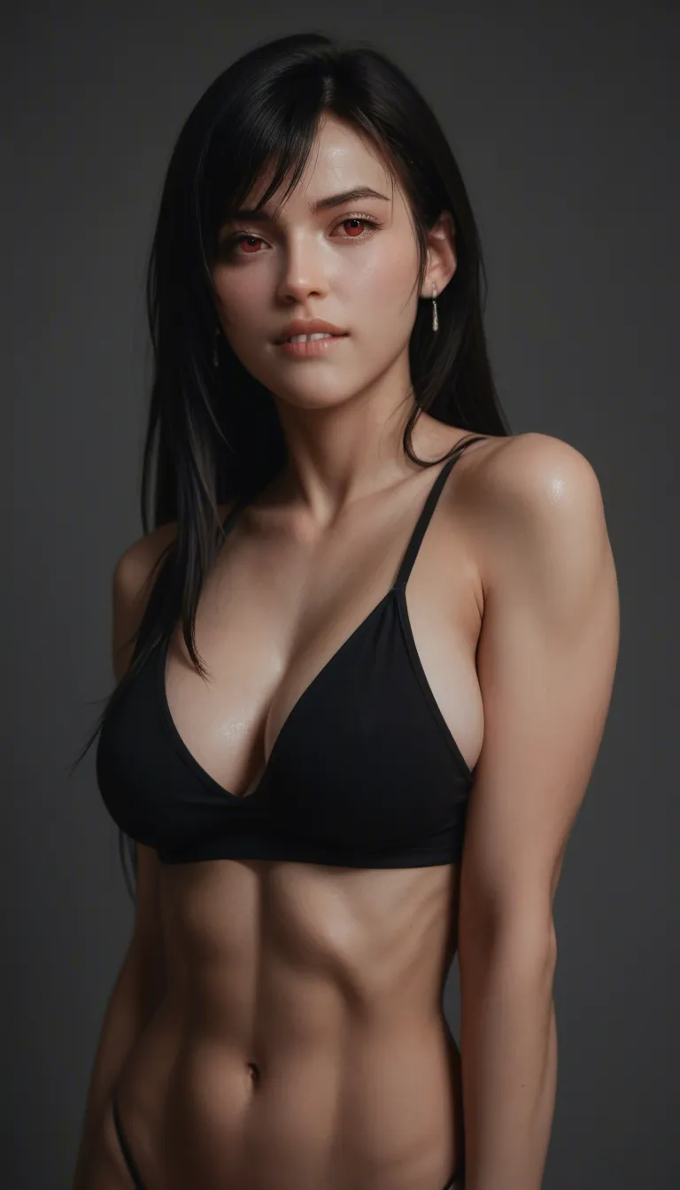 20 years old, @tifa_lockhart ,black hair, perfect pale skin, straight hair, straight bangs, biting own lip, seductive mouth, slender round breasts, narrow waist, round thighs, crotchless leotard, exposed pussy, striped thigh socks, high heels, shiny skin, cum covered, covered in cum, excessive cum, thick white cum, clitoral_stimulation, dildo in ass, horny, arms_above_head