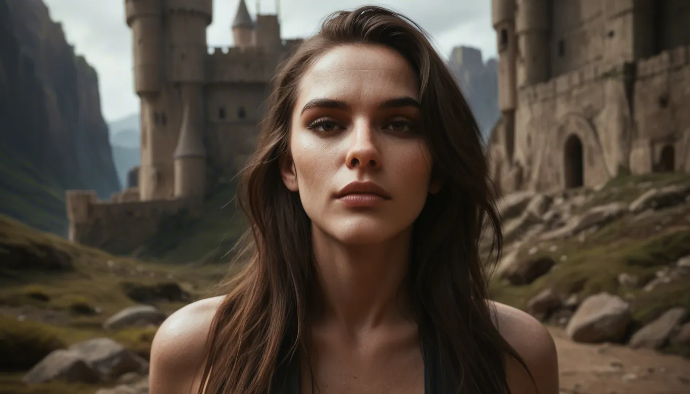 3D, volumetric cinematic lighning, ocante render. Envoriment: a mystic river, dusty atmosphere, in the background is a fantsy castle, moonlight. 1woman, 1men. The Woman is a 30 years old female body builder, with very long princess hair, platinum blonde, very small breasts, very big muscles, ((muscles:1.4)), she is nude. The men is a skinny african, he is also nude. Pose: at a rock, she reverse rides him in a anal cowgirl cowgirl_position, (anal sex), full bodys in frame, slightly camera movement