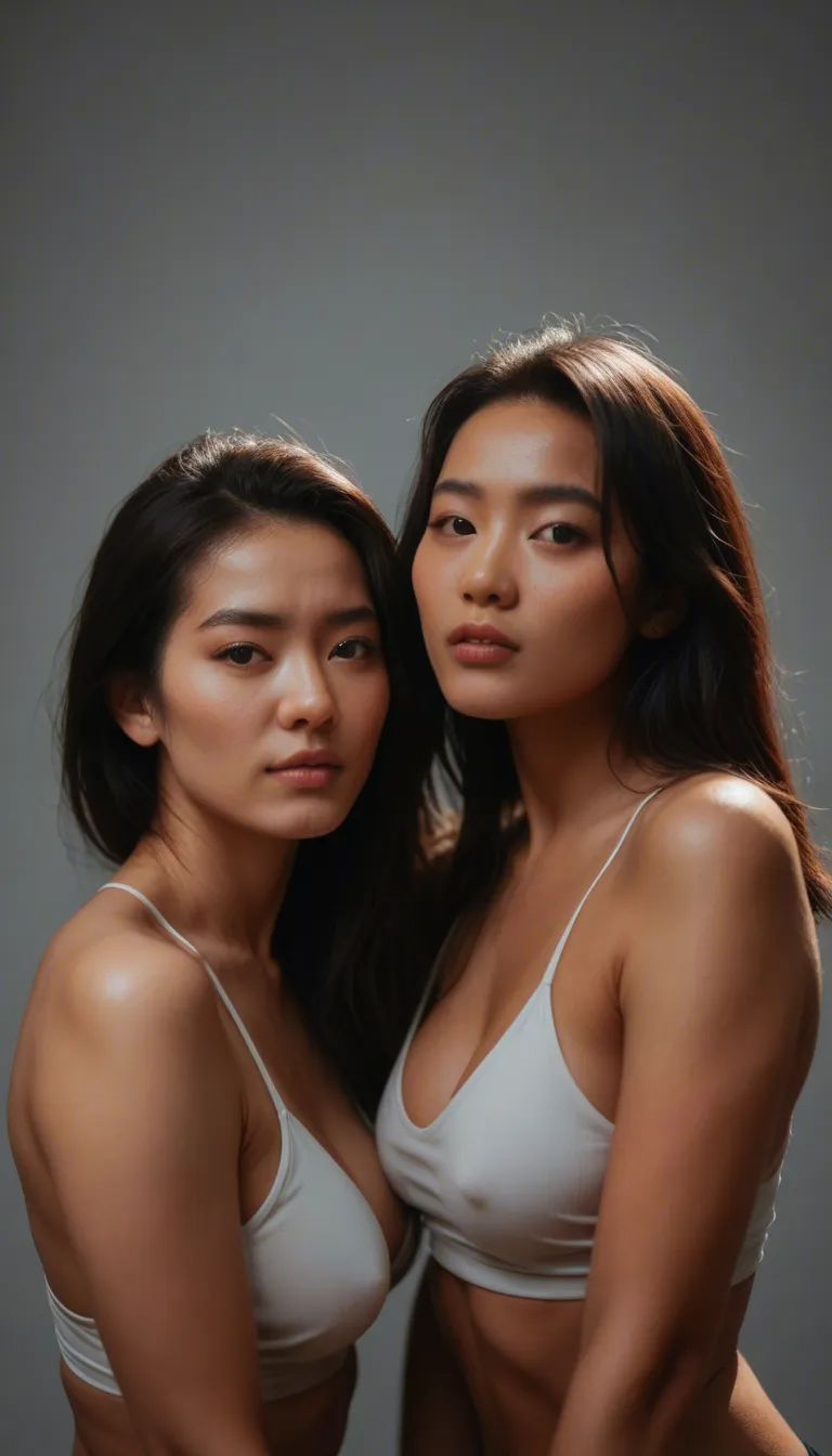 2 Asian girls with unrealistically big boobs scissoring
