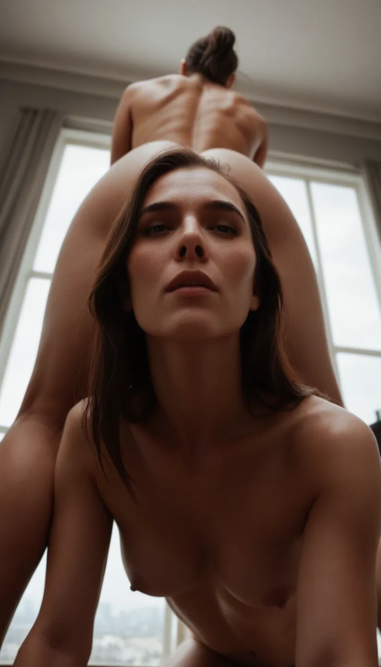 RAW photo, ultra realistic, low angle, multiple girls, doggy style, collarbone, window, tender moment, lifelike render