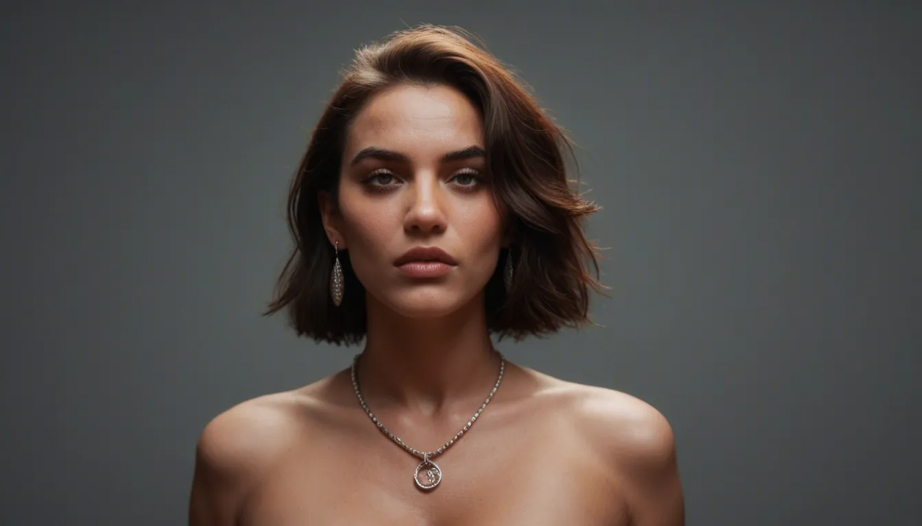 A trans woman with normal sized thong with piercings and a humongous chest with piercings in the middle ,  wearing a necklace made of giant beads, wearing anklets and toe rings, dancing legs open and looking at the camera from above with a seductive expression, mouth open with eyes looking in ecstasy and tongue touching teeth. Her toes are glistening with sweat, her slightly messy. Begging to be worshipped and feeding you her feet. Emphasize the feet. Fist closed like she’s stroking something big. Begging you to precum
