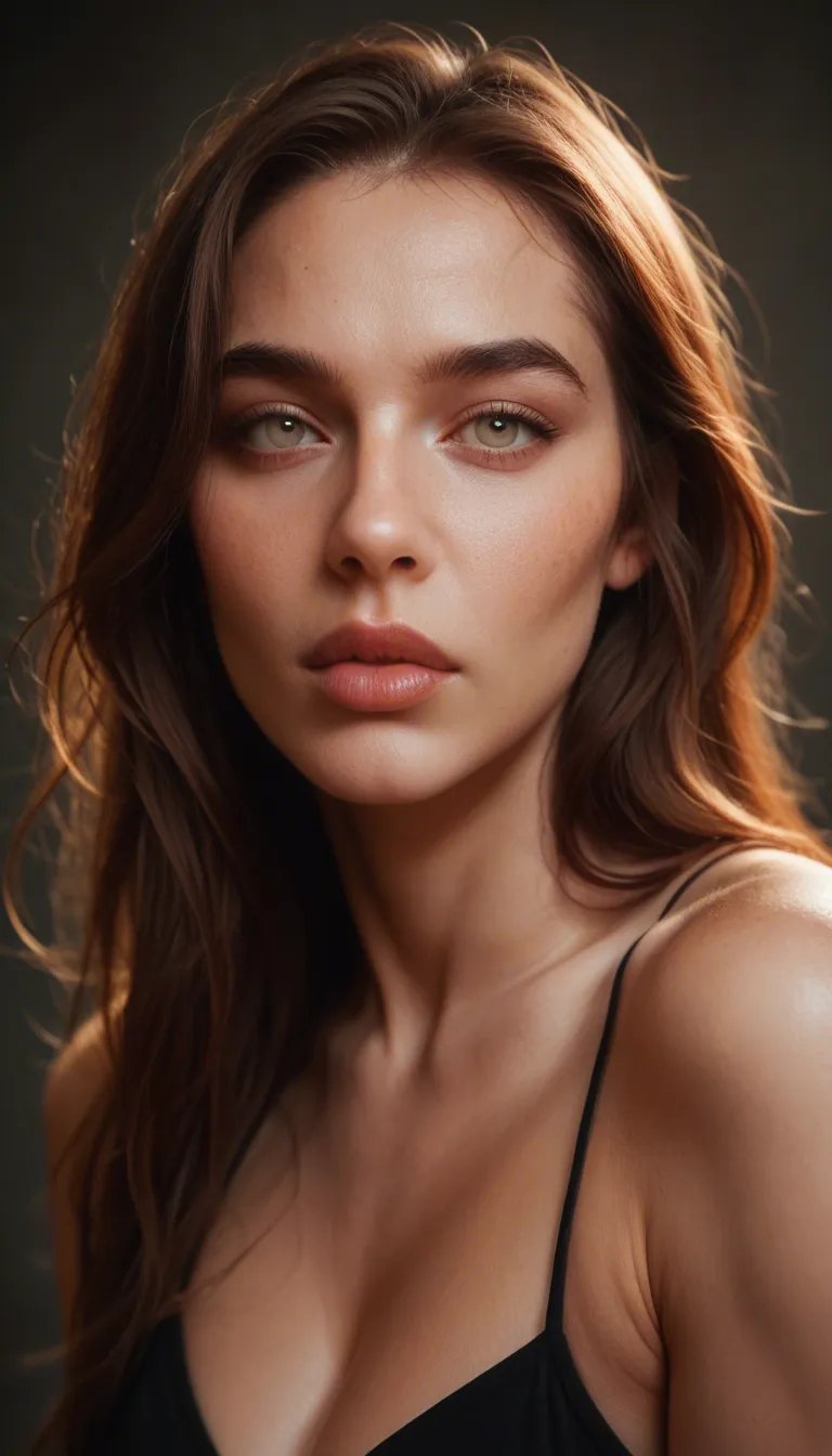 sharp focus, 8k uhd, ultra realistic girl Long, straight reddish-brown hair.
Light skin, light-colored eyes, and full lips.
Wearing a black top with white polka dots.
Silver hoop earrings and a delicate necklace footjob