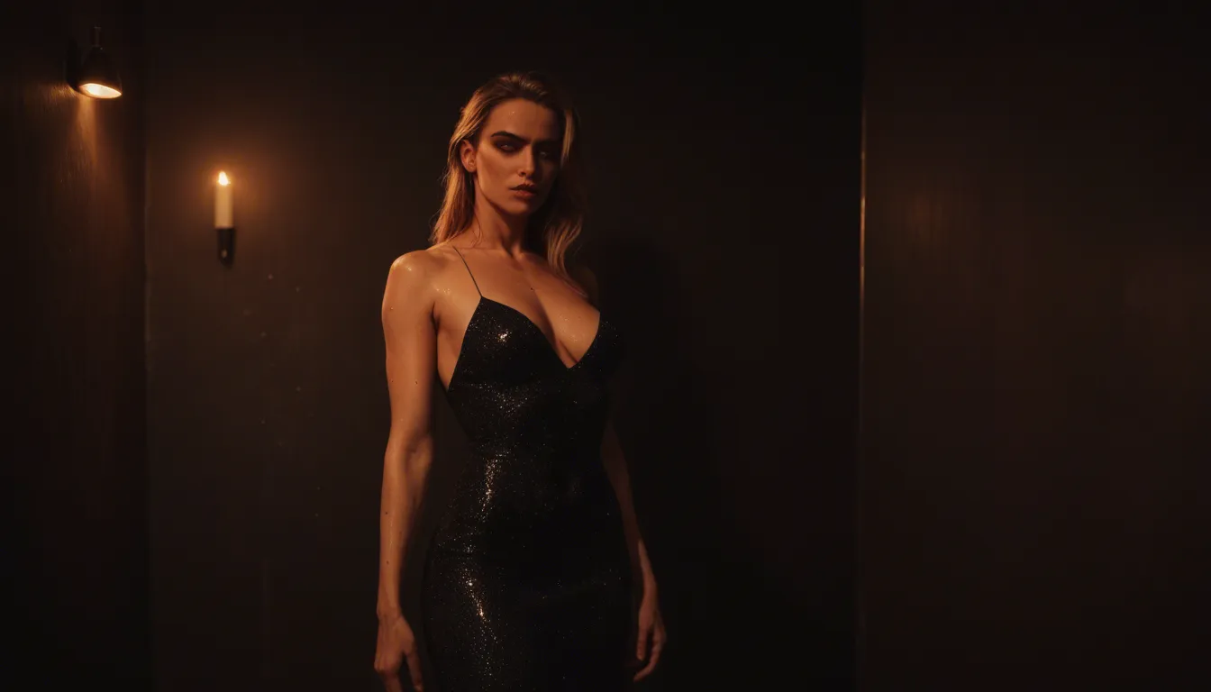 Hot supermodel on_stomach in a dark bathroom stall at night. Lights are off. She is sweating, and wearing a cum spattered layered_dress, opulent jewelry , open_jacket , bustier, cum in hair, black glovesy, handbag, naughty_face, eyeshadow , facial, cum spattered face ,sweaty hair style, white fishnets , heavy makeup, dark eyeliner, garter_straps , black pleated_skirt choker, small, slender, petite, jacket is spattered with cum, zipper_pull_tab, revealing her nipple, panty_pull