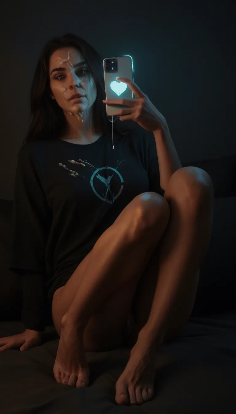 cinematic photo, 8k, succubus, feet, shirt, cum on face, over the shoulder, neon glow, lifelike render