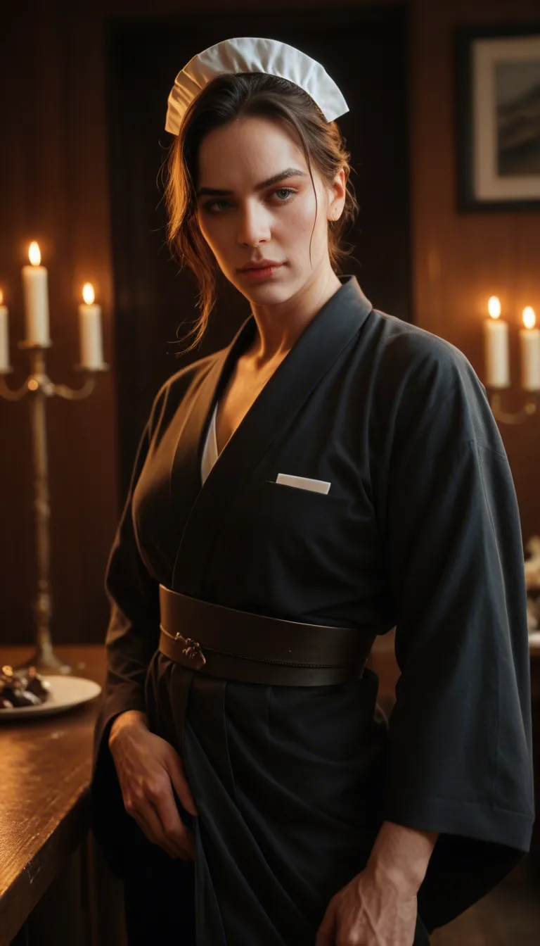 professional photo, high detail, maid, japanese clothes, spooning, analtoy , candlelight, photorealistic