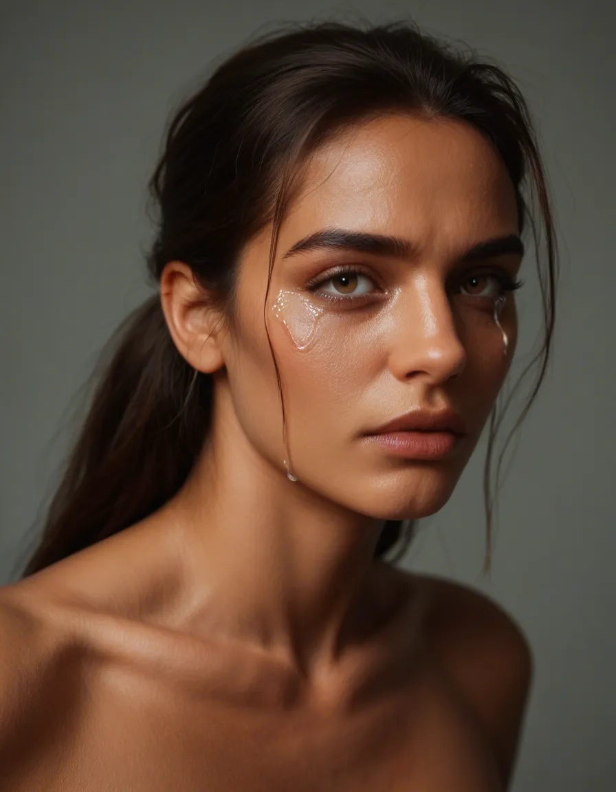4,11 Latina with brunette hair tied up and being toyed crying_with_eyes_open, score_9, score_8, candid photo, realistic skin texture, visible skin pores, film grain, depth of field