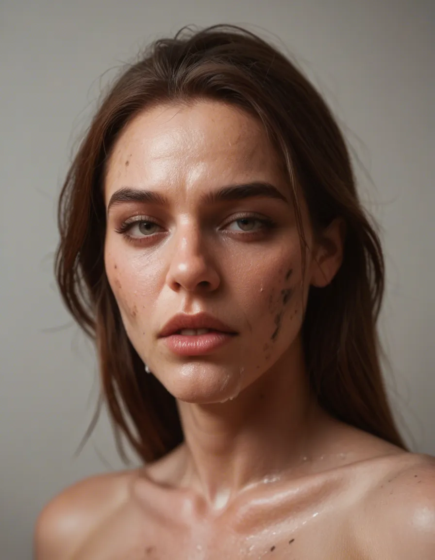 Slut begging for daddy's cum. Just a dirty slut, score_9, score_8, candid photo, realistic skin texture, visible skin pores, film grain, depth of field