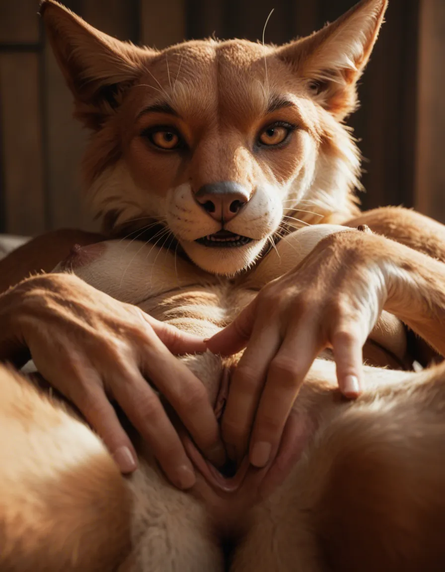 furry, racoon, big tits, fingering, score_9, score_8, candid photo, realistic skin texture, visible skin pores, film grain, depth of field