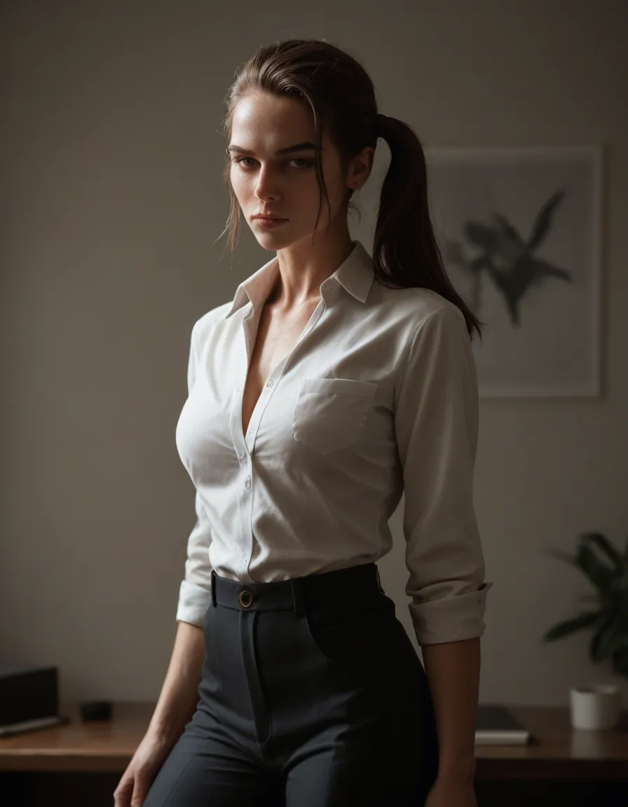professional photo, high detail, 1other, side ponytail, wings, futanari, backlit, lifelike render, score_9, score_8, candid photo, realistic skin texture, visible skin pores, film grain, depth of field