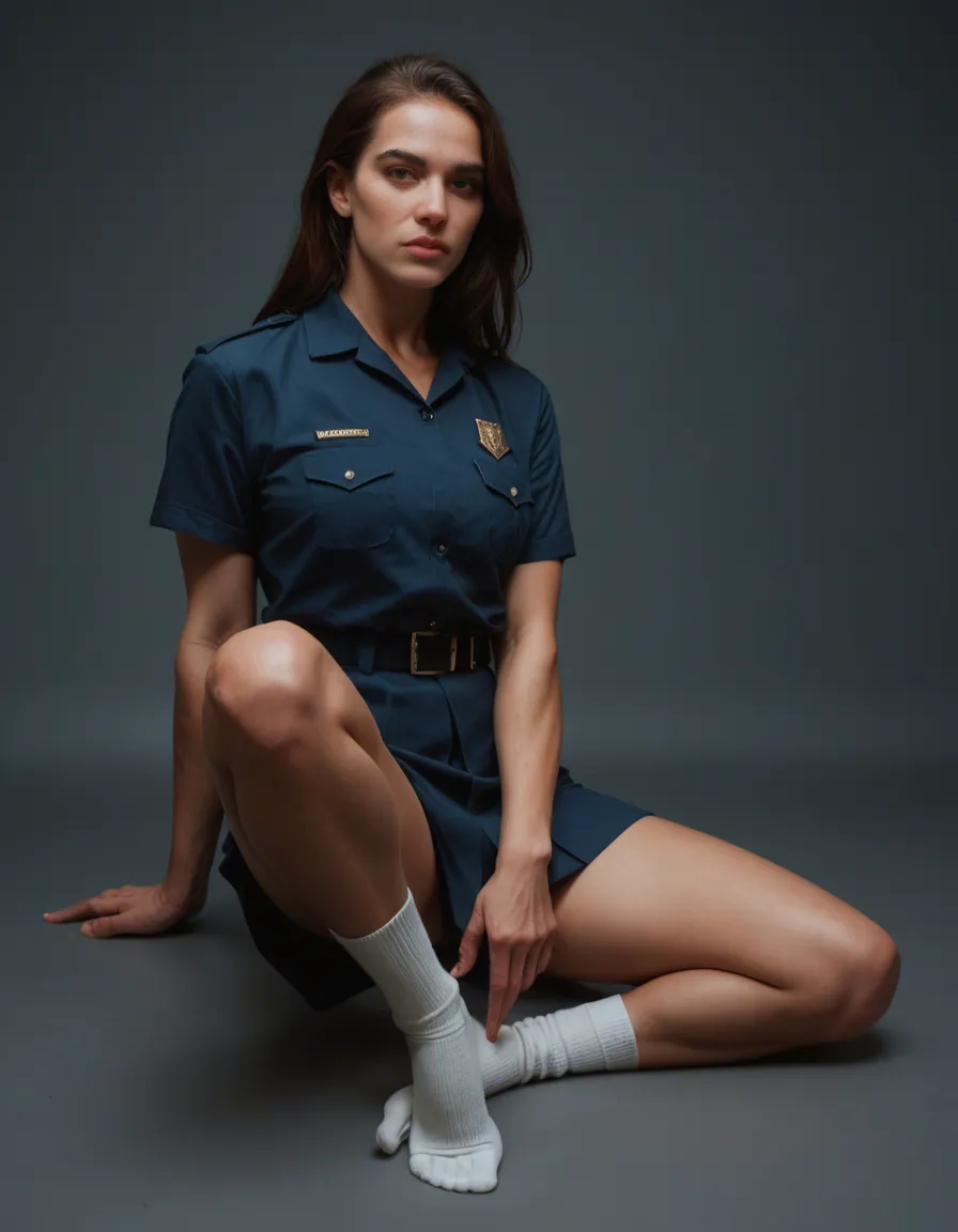 college uniform white knee socks tease, score_9, score_8, candid photo, realistic skin texture, visible skin pores, film grain, depth of field
