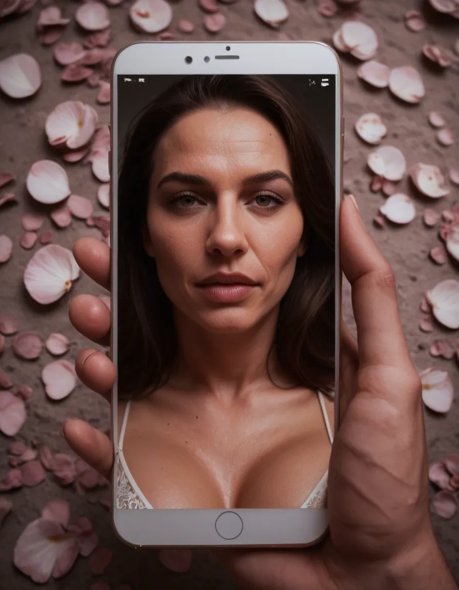futanari, RAW photo, ultra realistic, from above, milf, futanari, groin, petals, hyperrealistic, with a wip, score_9, score_8, amateur photo, phone snapshot, realistic skin texture, skin blemishes, soft indoor lighting