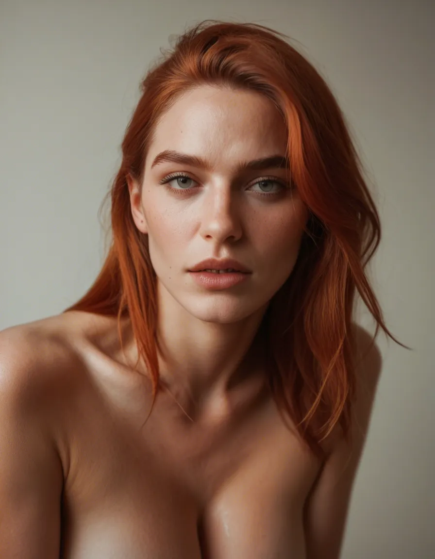dslr, film grain, photorealistic, wide shot, redhead woman, creampie, mole, RAW photo, score_9, score_8, candid photo, realistic skin texture, visible skin pores, film grain, depth of field