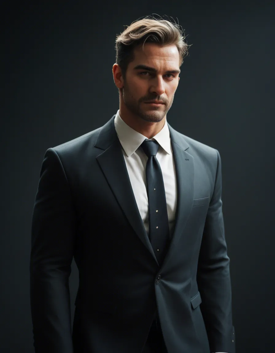 mature male, suit, muscular, handsome, jerking off, score_9, score_8, candid photo, realistic skin texture, visible skin pores, film grain, depth of field