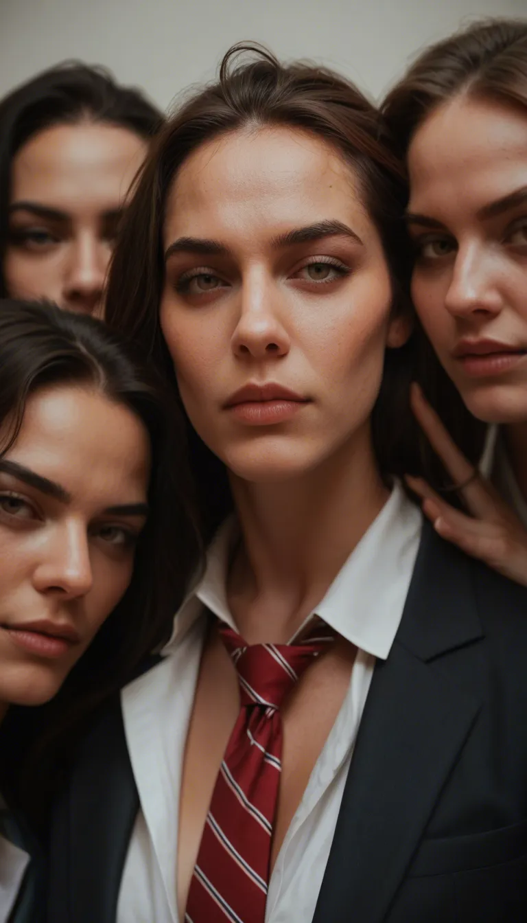 professional photo, high detail, 5women, necktie, fully nude, rim light, hyperrealistic