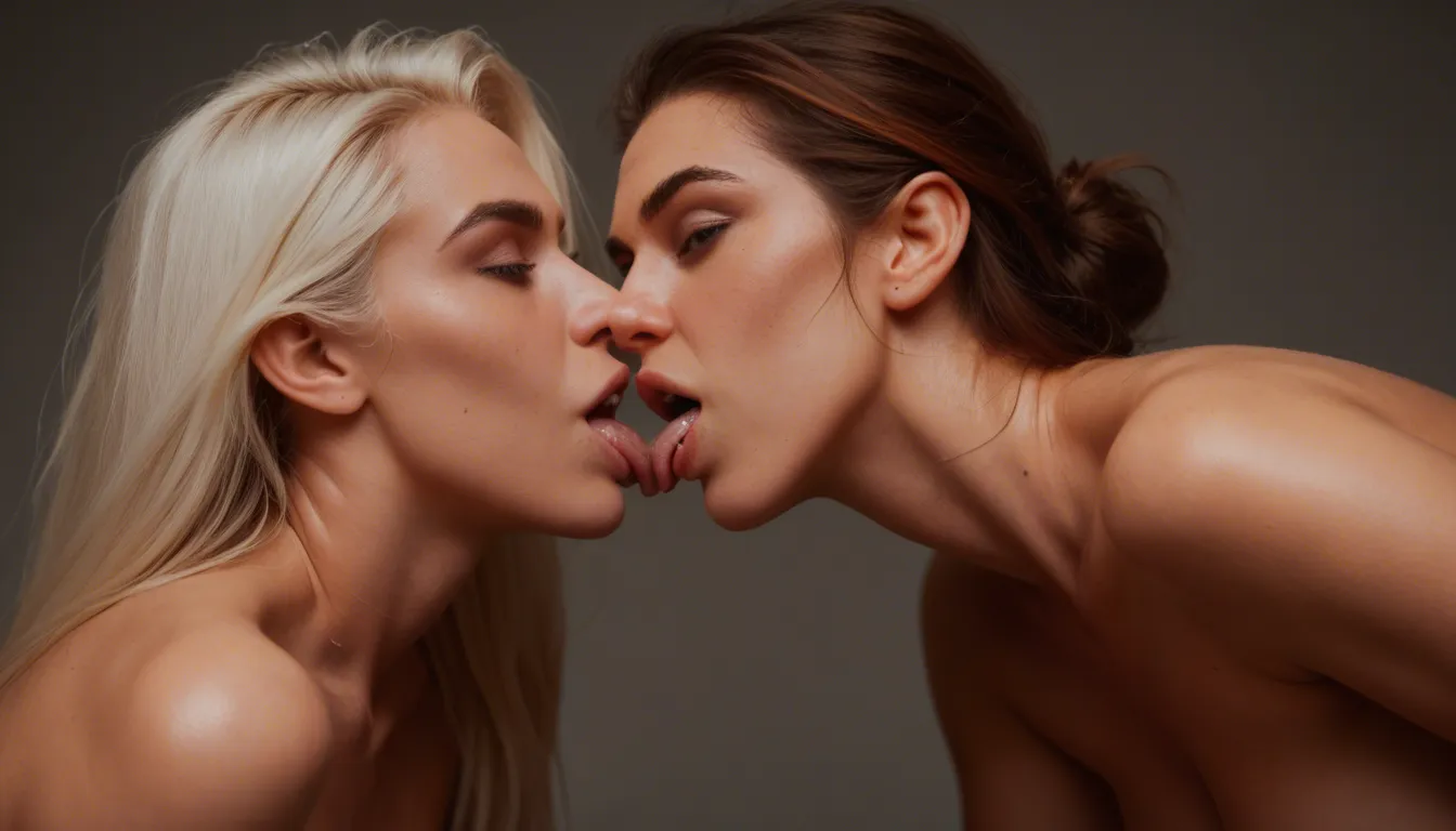 Lesbians licking ass, rimming sensually, score_9, score_8, candid photo, realistic skin texture, visible skin pores, film grain, depth of field